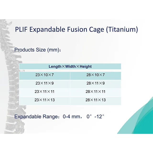 PLIF Expandable Spine Posterior Lumbar Orthopedic Implants Titanium Interbody Fusion Cage (Titanium)