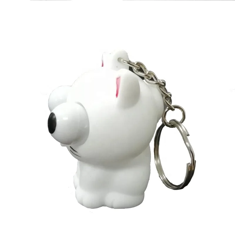 Hot sell PVC Animal Custom Eye Popper White Cat Keychain