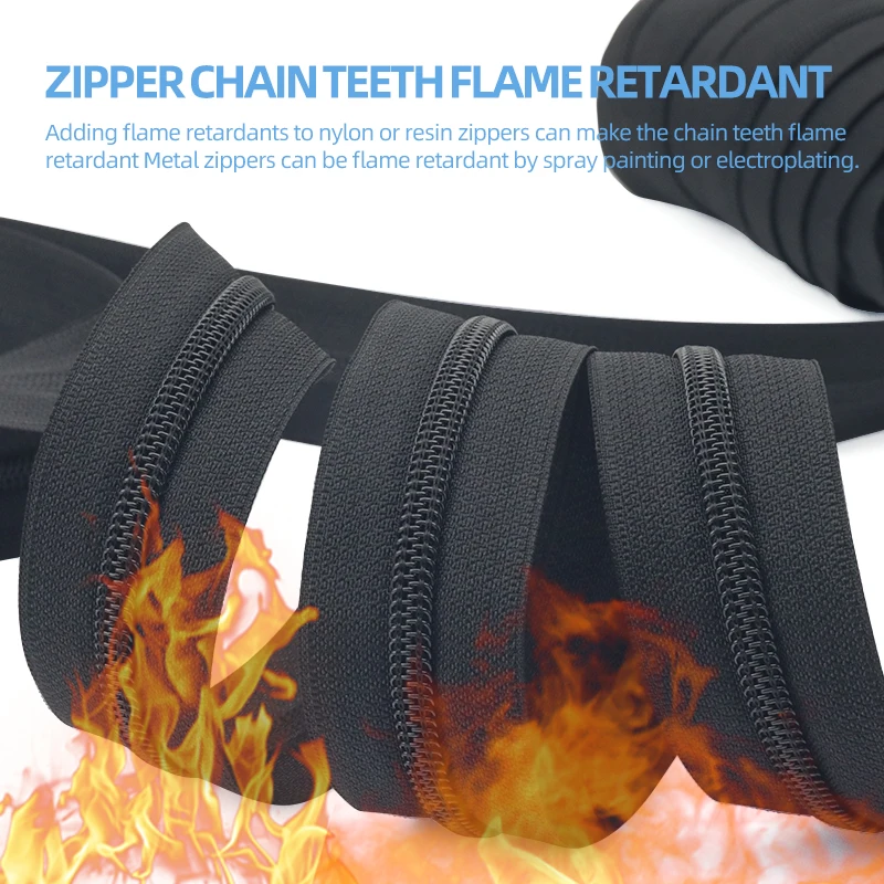 OCO Professional manufacturer Long Chain Zipper Flame Retardant Zipper 5# Nylon Fireproof Zipper For Fireproof Suit