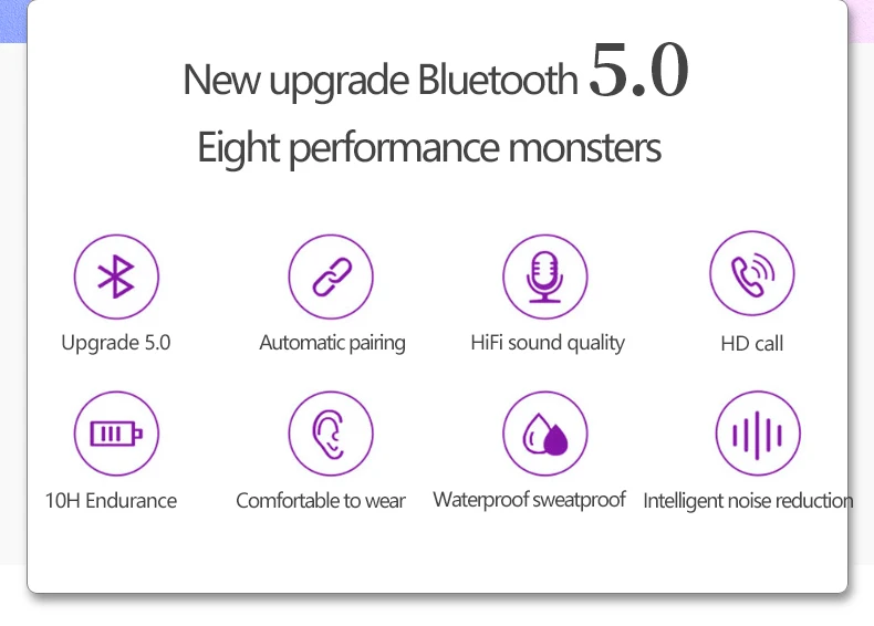 Best quality neckband wireless5.0 earphones in-ear noise-cancelling HIFI subwoofer sports headset headphones H3000