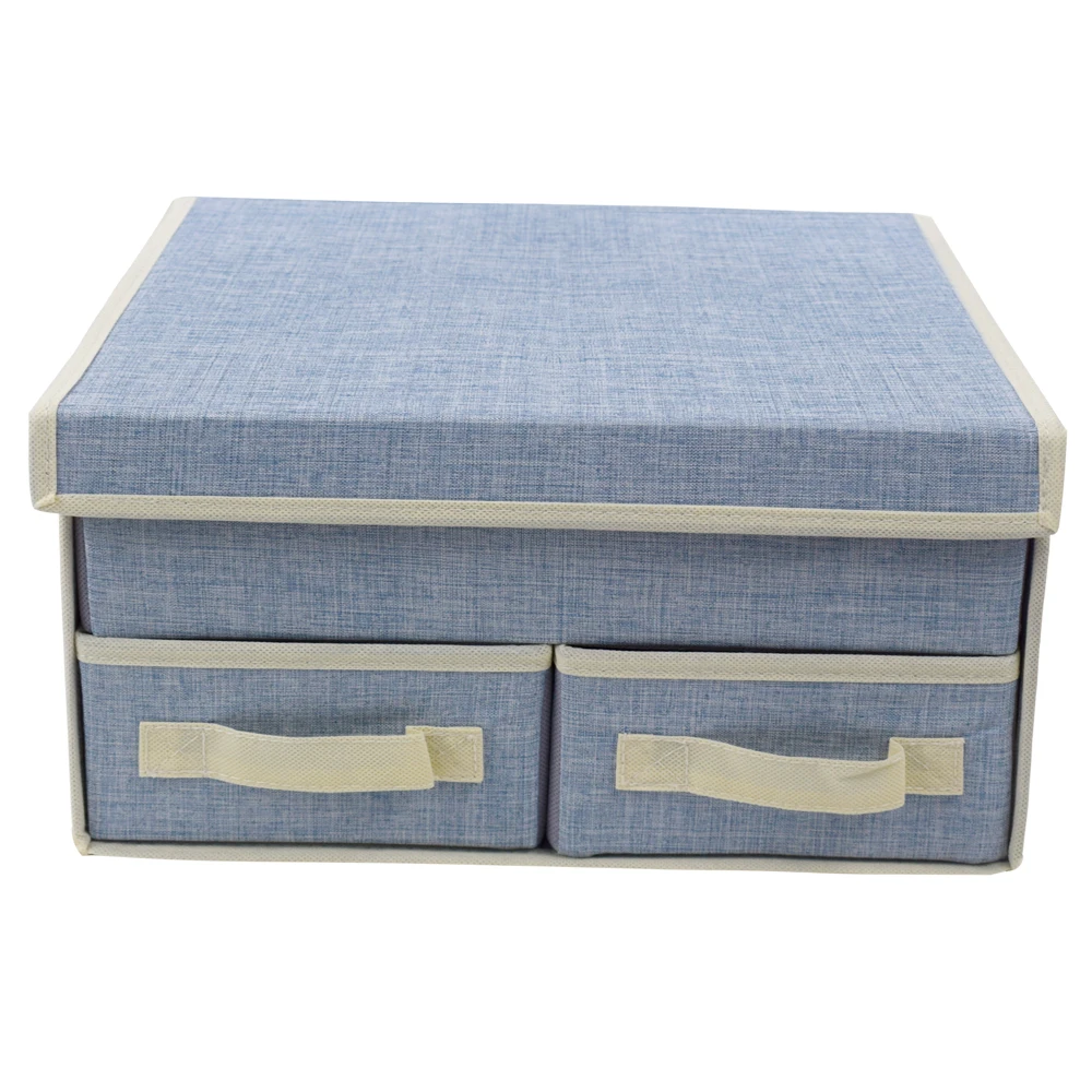 Living Room Decor Linen Fabric Organizer Bins Cabinet 3 Drawer 2 layers Underwear Closet Storage Organizer Box Unit for Closet