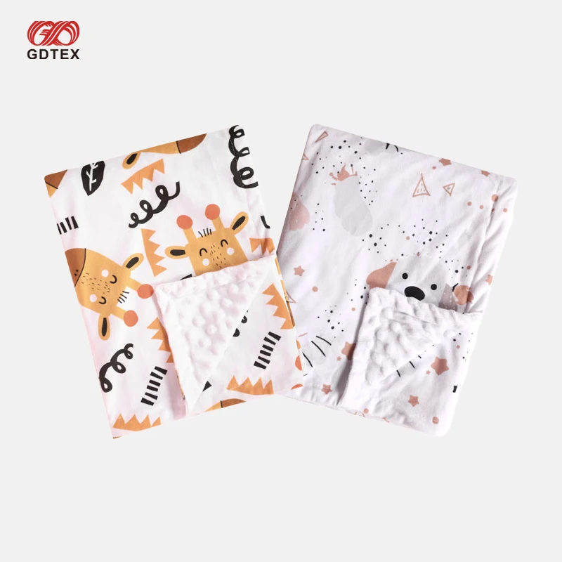GDTEX Custom Super Soft Customized Inches Animal Design Toddler Giraffe Fleece Mink Dot Blanket Baby Blanket