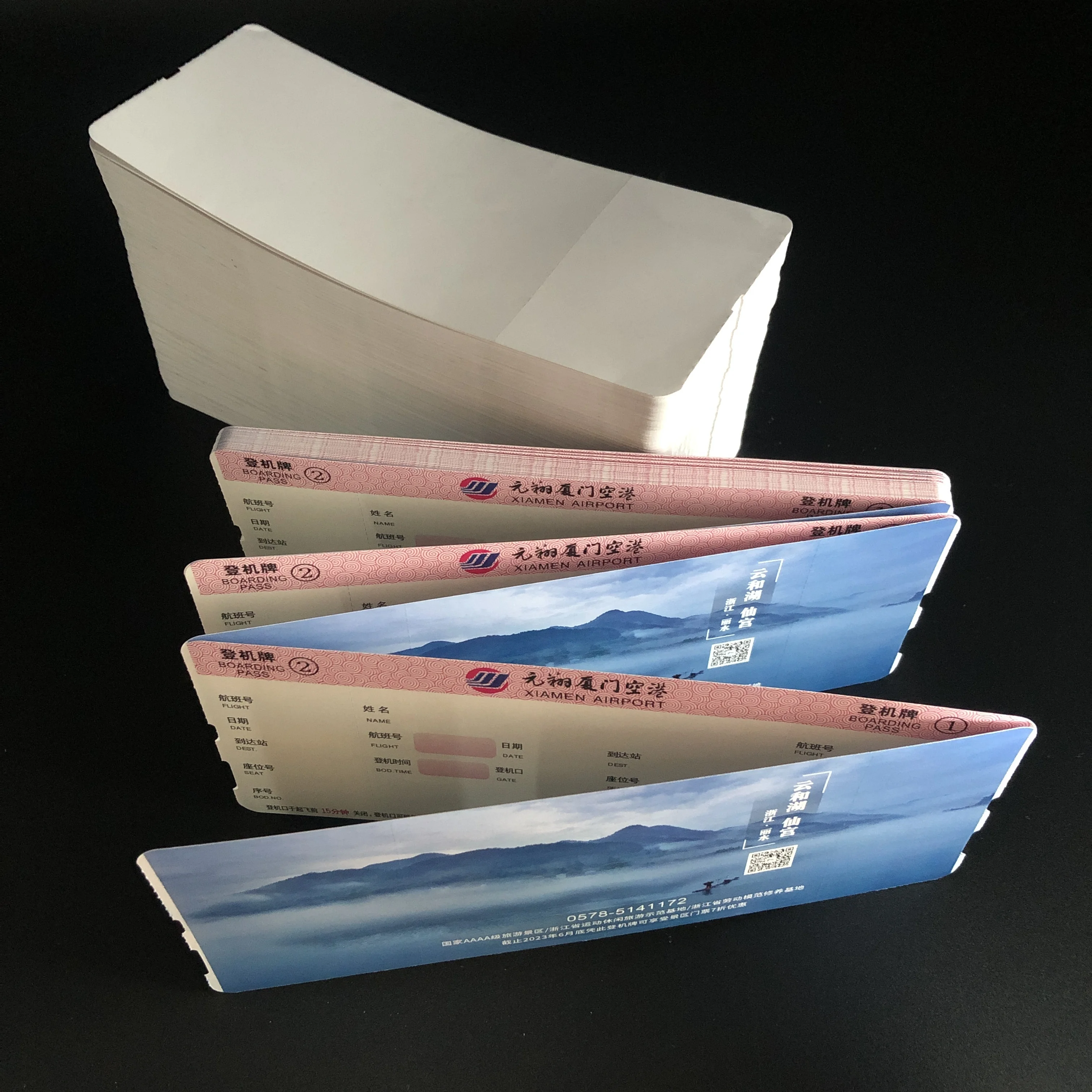 Factory price customized blank thermal Printing boarding pass registration airline ticket