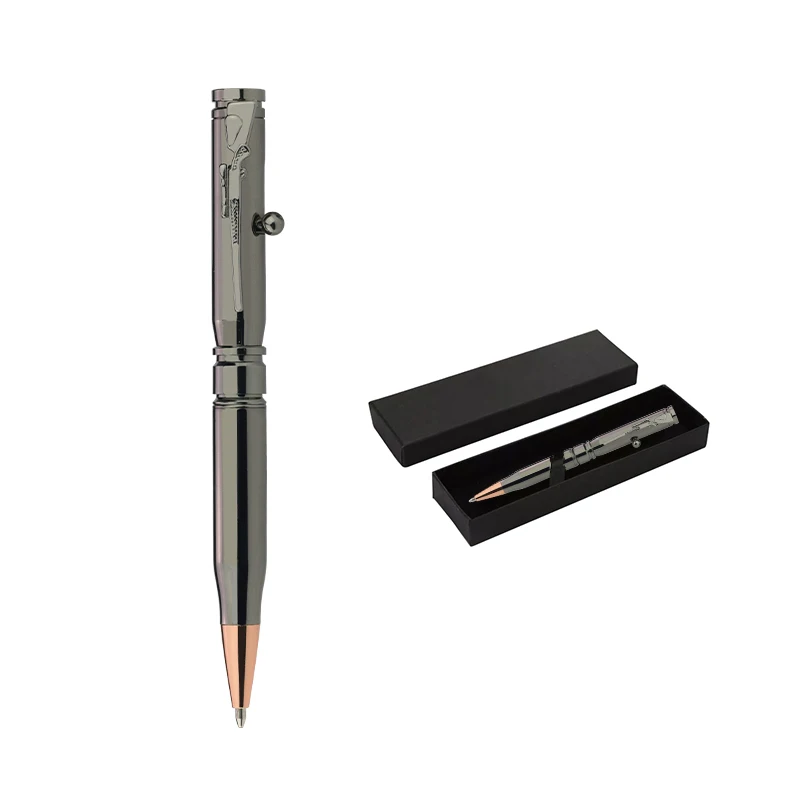  Gun Metal Bolt Action Bullet Shaped Ballpoint Ink Pen with Rifle Design
