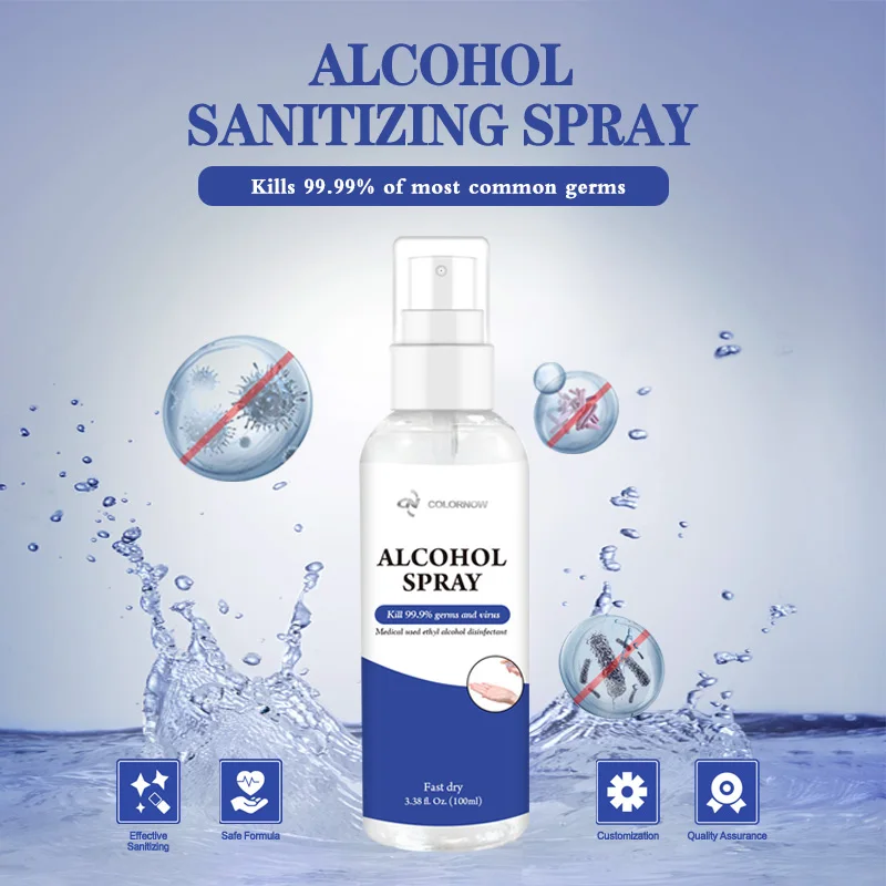 In stock ISO GMP certified 75% Isopropyl Alcohol Spray Disinfectant Spray 100ml
