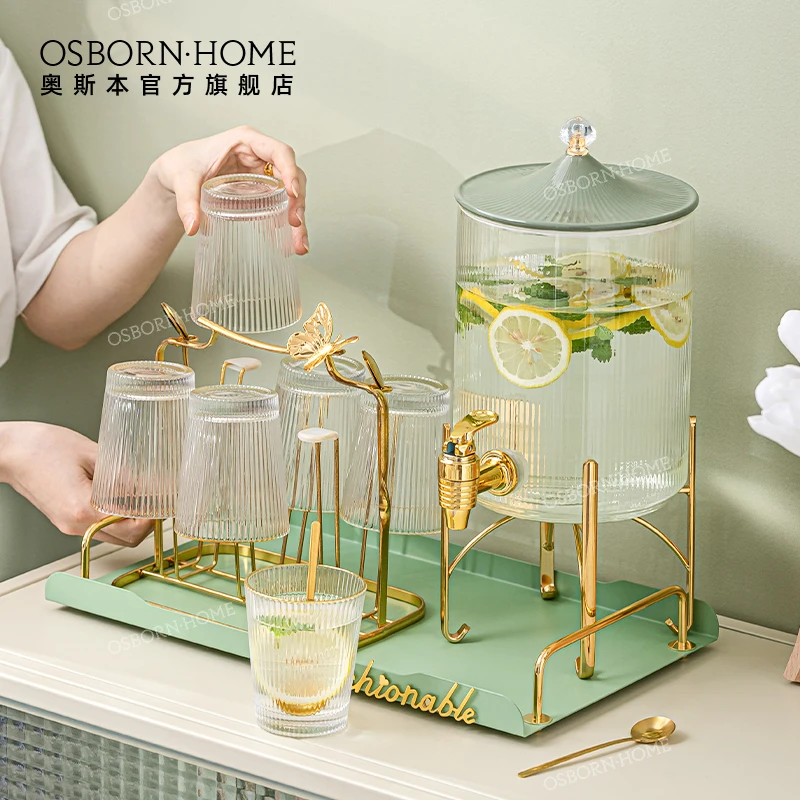OSBORN Light luxury Custom logo glass kettle drink beverage dispenser coffee & tea sets storage bottles with lid
