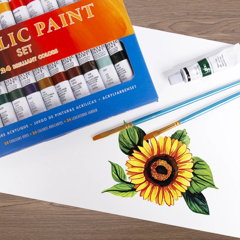 Professional Supplies 30 pcs  acrylic Paint Set with 24  Paints and acrylic Brushes painting knives paint palette  Acrylic pad