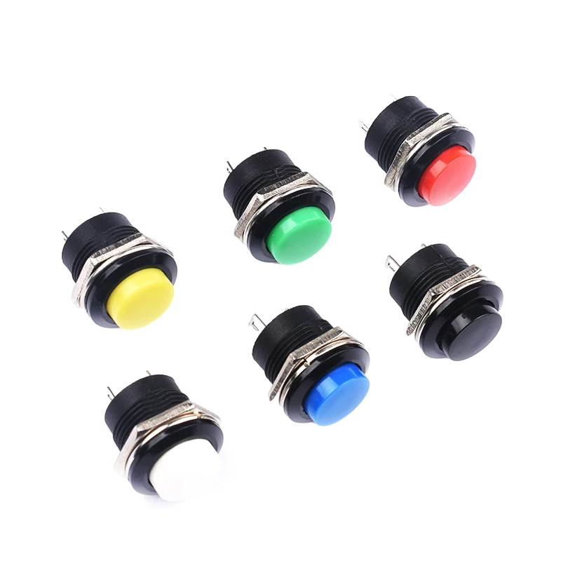 10pcs 16mm Momentary Push Button Switch OFF (ON)  Self-reset pushbutton switches 6A/125VAC 3A/250VAC Round Switch R13-507