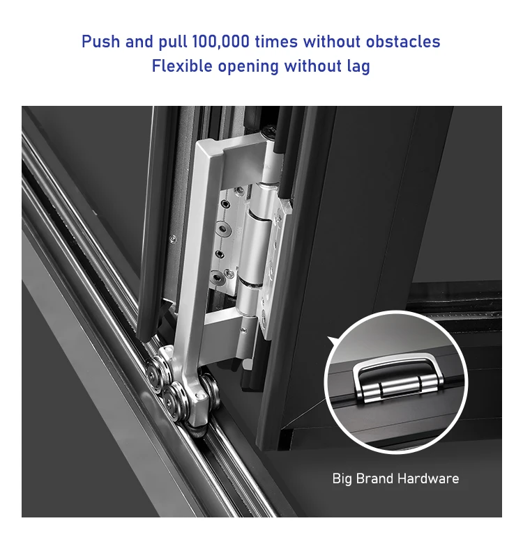 Aluminum design glass grille door Foshan manufacturers wood grain color automatic sliding folding door with eehe