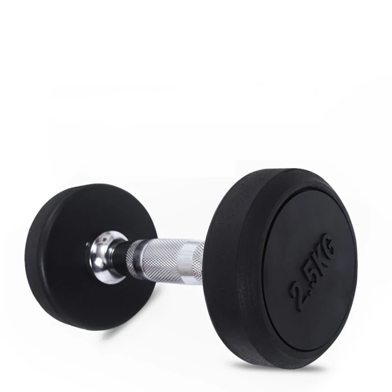 
Cheap Wholesale Black Round Iron With Rubber Gym Equipment Dumbbell 