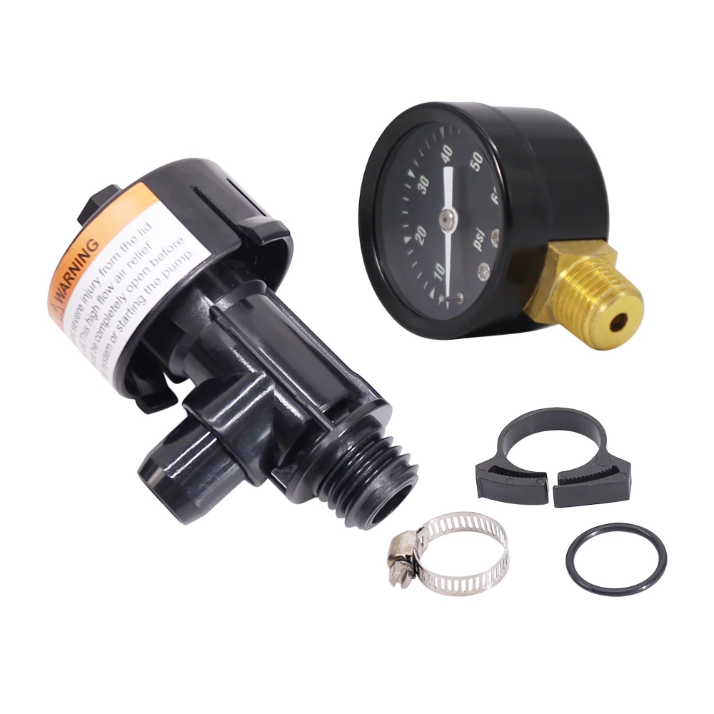 98209800 High Flow Manual Relief Valve/Air Relief Manual Valve Assembly with Black or Stainless steel Pressure Gauge