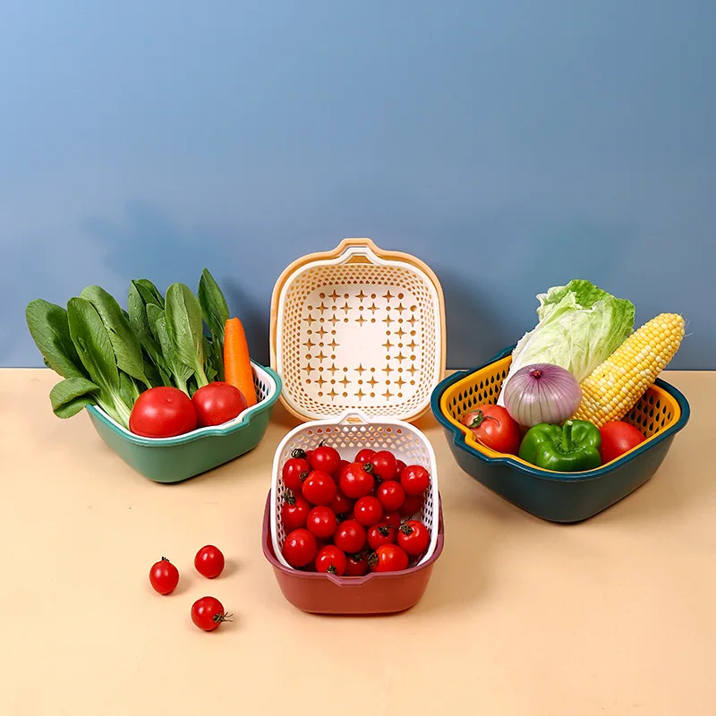 6-Piece Kitchen Multifunctional Drain Basket For Cleaning,Draining and Storing Fruits and Vegetables Easy to Place Safe Material