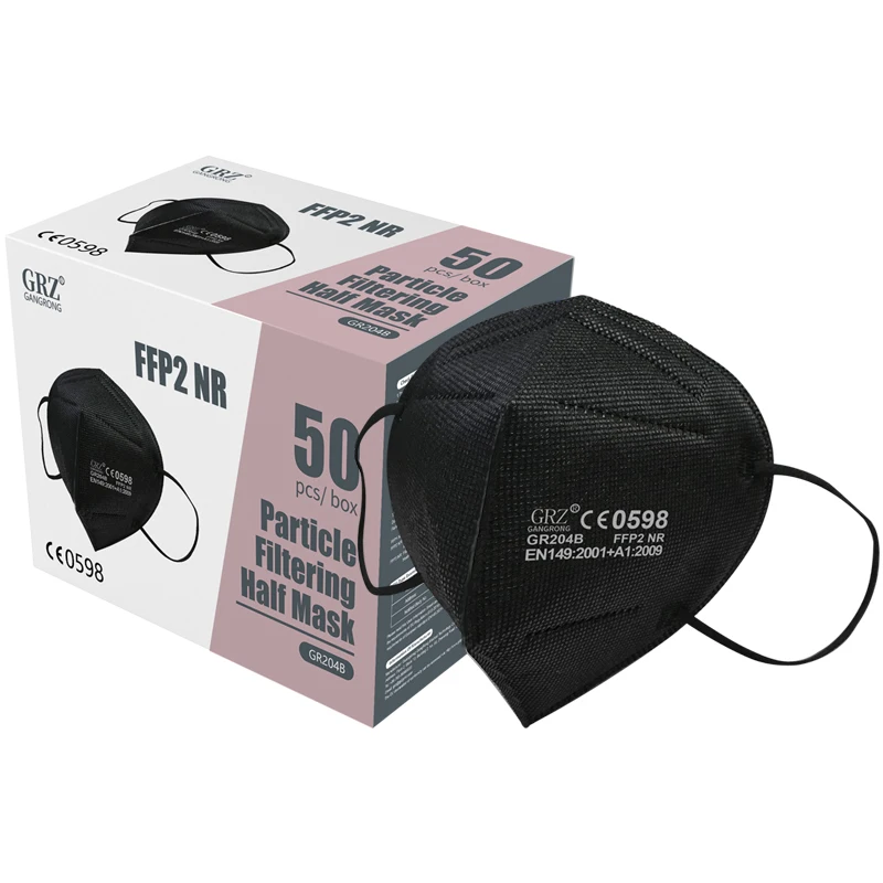 Цветная коробка упаковка Eua approved En149 Ffp2 5 слоев Kn95 маска для лица черная