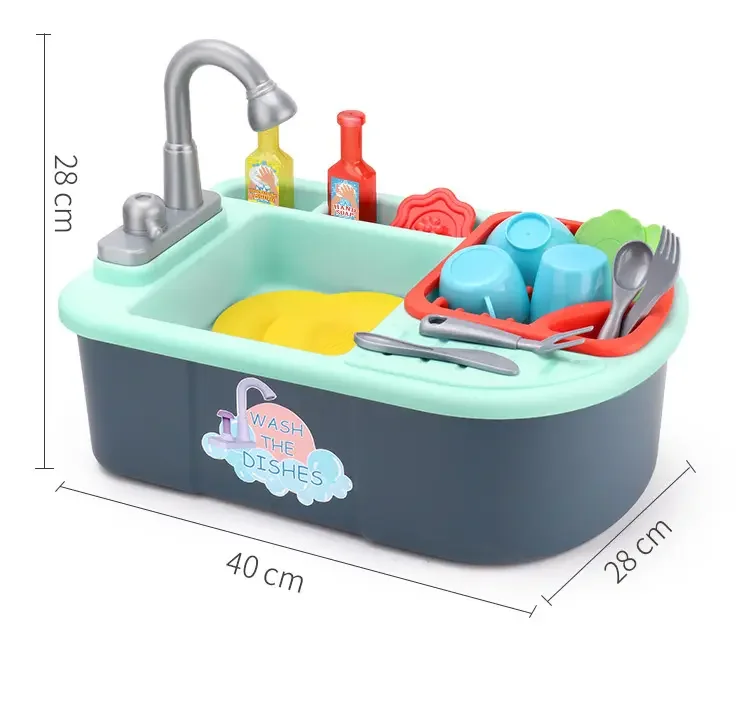 KSF High Quality Kids Children Toys Electric Toys Dish Washer Set Baby Kitchen Washing Sink Circulate Water Faucet Role Play