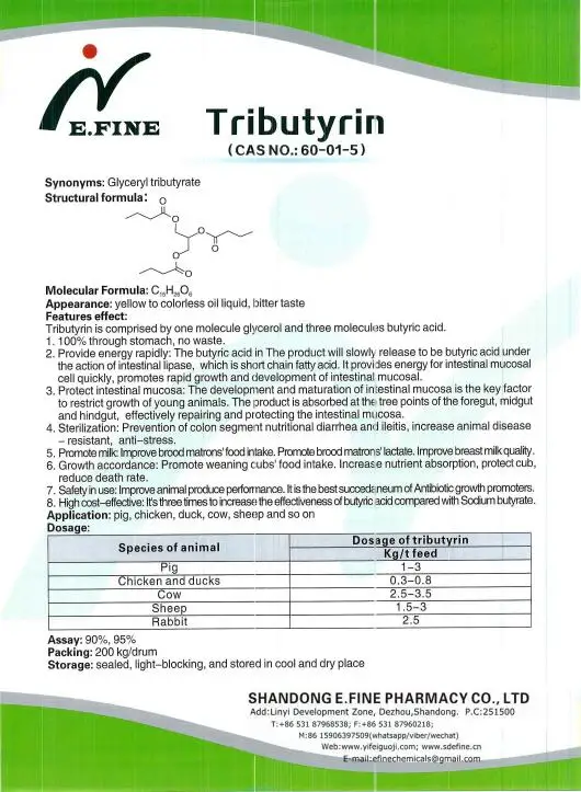 CAS 60-01-5 Tributyrin/Tributyroin Premix Tributyrin alternatives of antibiotics