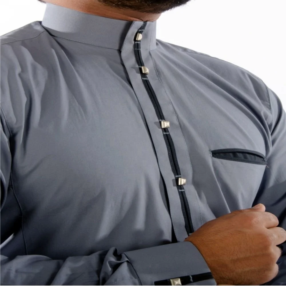 Latest Design Cufflinks Thoub Alnoor Elegant Arabic Robe Casual Long Sleeve Muslim Eid Thobe Islamic Clothing For Youth and Man