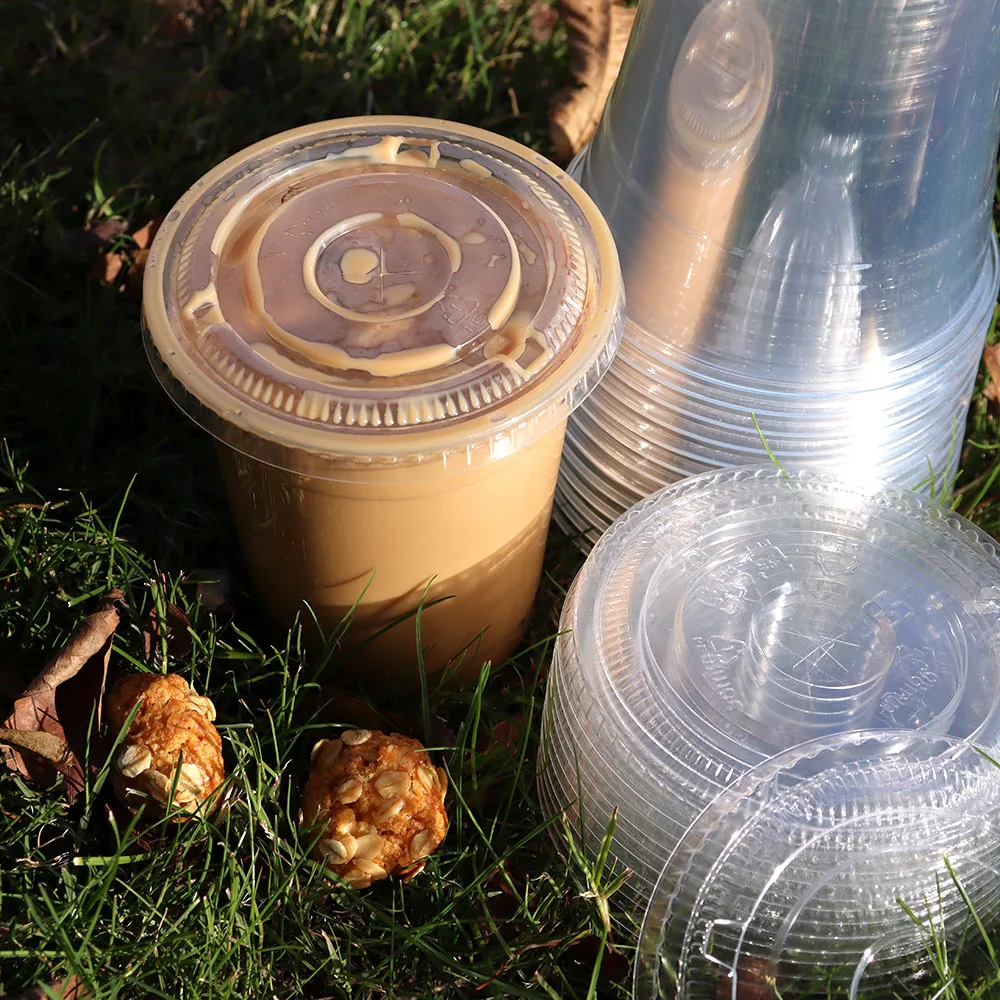 Factory Direct Sell Plastic Cups With Sip Through Lids Clear Tea Coffee Disposable Drink Cups