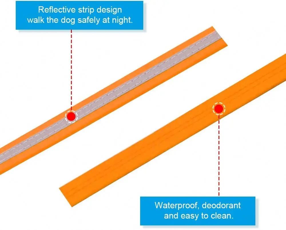 Custom Color Heavy-Duty Trainer Dog Rope Leash Soft Waterproof PVC Material Reflective Pattern Rivet Decoration Walking Pets