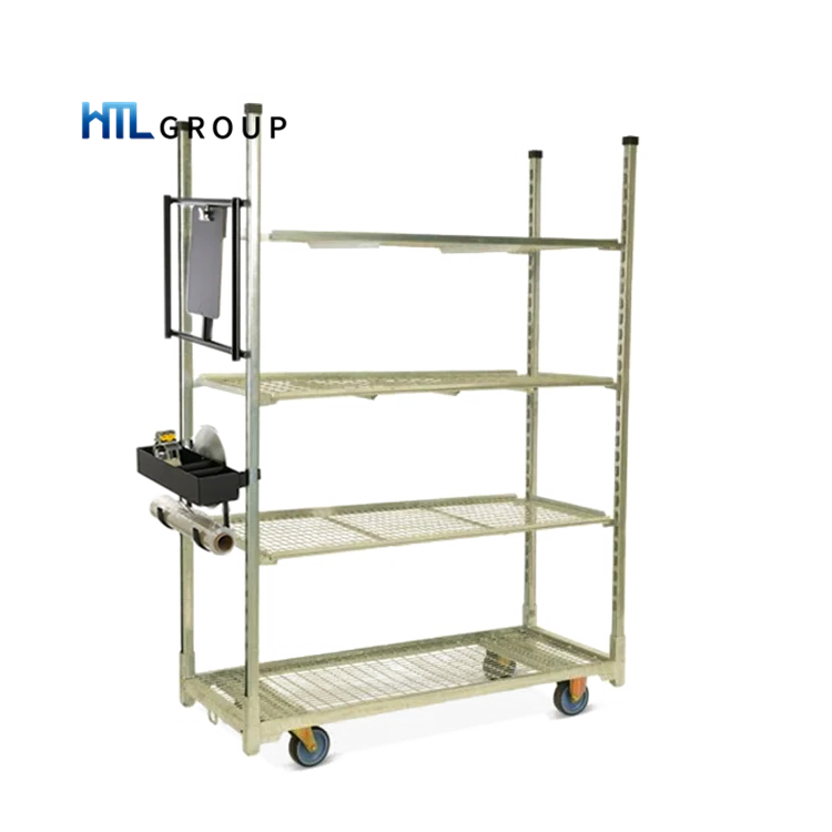 Mushroom nursery transport storage rolling metal gardening trolley plant rack for sale