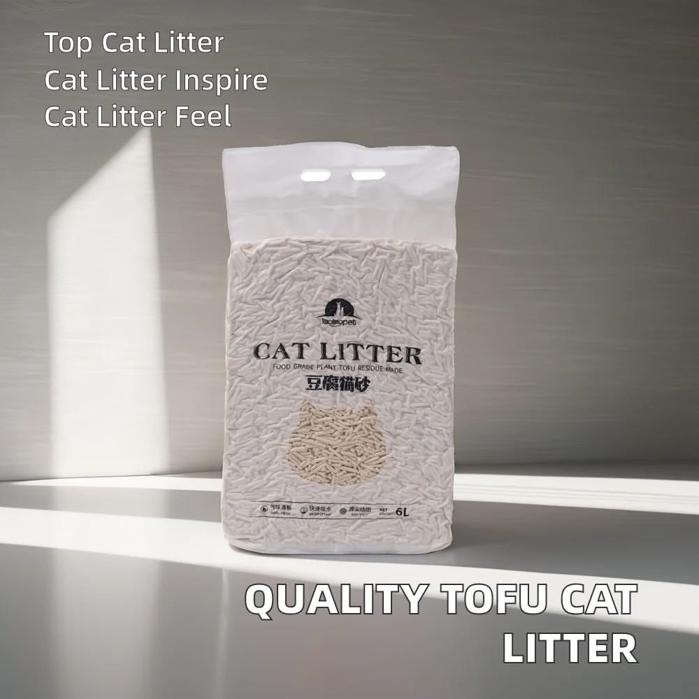 Natural Biodegradable Flushable Tofu Cat Litter Odor Eliminating and Dust-Free Soft on Paws