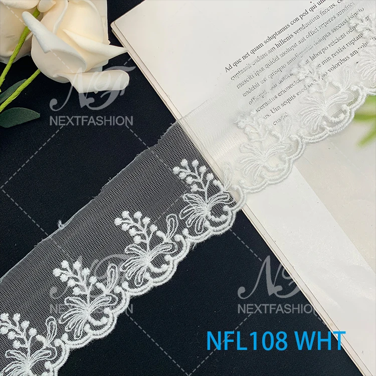 China factory wholesales good quality white wedding lace fabric lace material embroidery latest voile lace