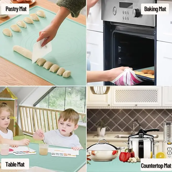 Extra Large Multipurpose Silicone Mat - Thick, Heat Resistant, Waterproof & Non-Slip Kitchen Counter Mat Kitchen Gadget Pastry
