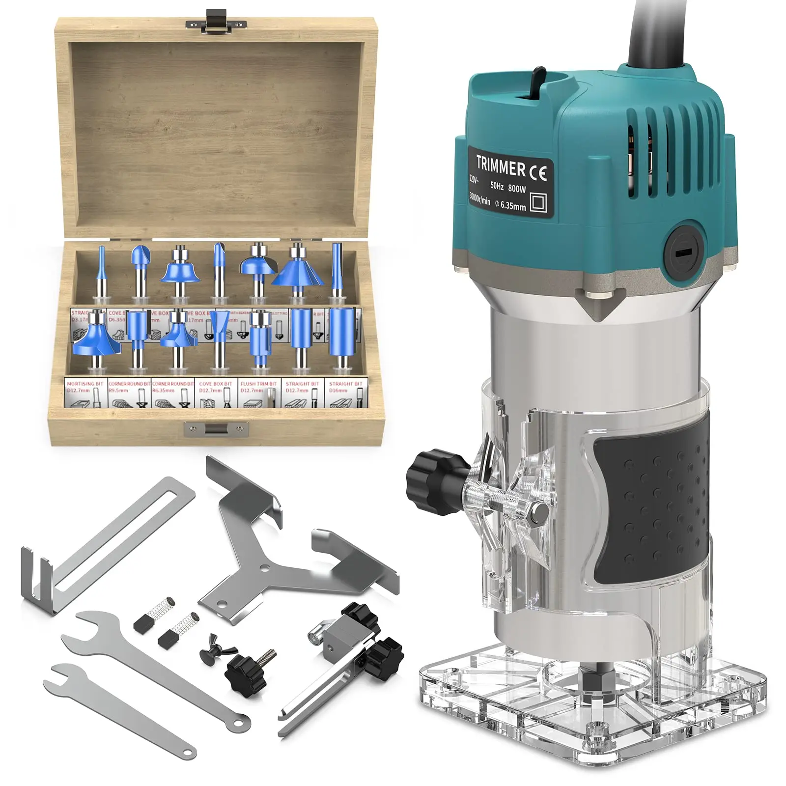 Compact Wood Router Tool Variable Speed 1.25HP 6.5Amp Fixed Base Handheld Mini Small Palm Trim Router for Woodworking