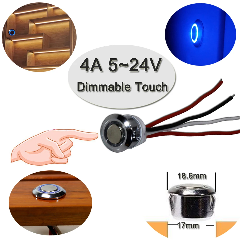 Dc pir 12v 24v Stepless Touch LED Dimmer Switch For LED Strip DIY down light touch sensors