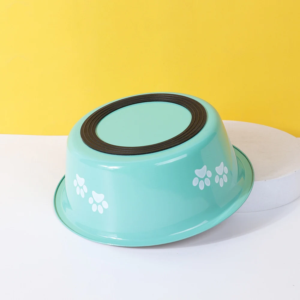 New stainless steel printing pet feeder  creative non-slip cat and dog food bowl pet water bowl cute dog paw bowl