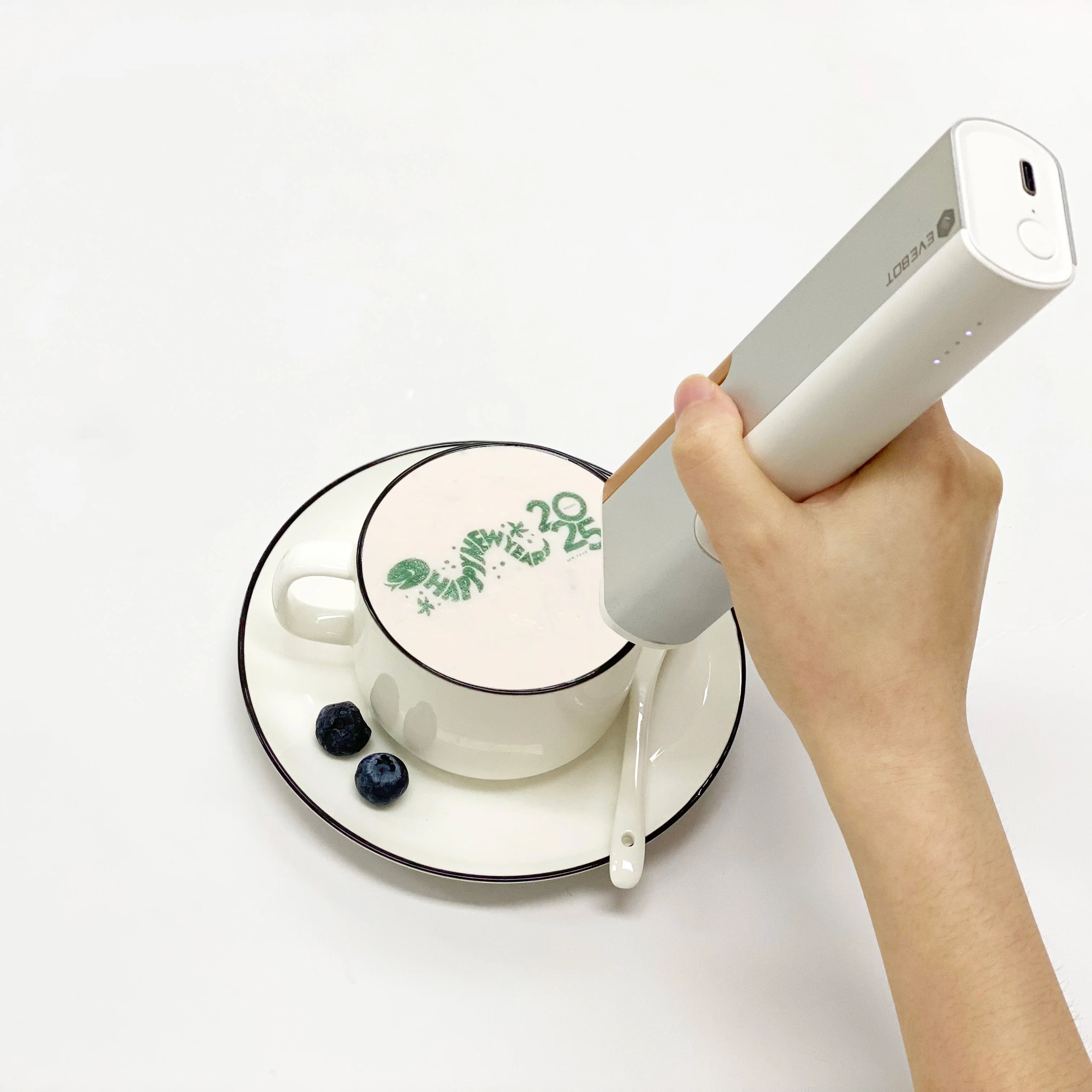 2025 New Innovation EVEBOT PrintPen Coffee and Food Printer Portable Cake Macarons Printing Machine Edible Printer Logo Design