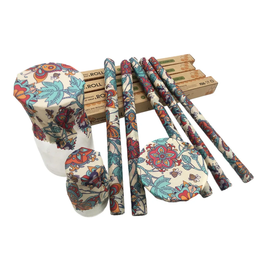 Amazon hot selling reusable natural organic cotton beeswax food packaging roll