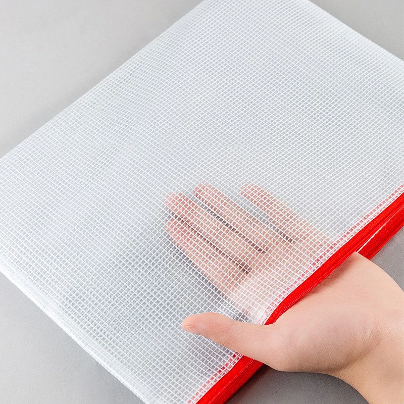 Custom School Office Supplies Plastic Zipper Mesh A4 PVC File Folders For Documnets Storage