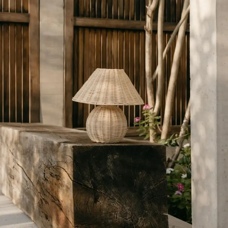 Best Choice Natural Rattan Mushroom Lampshade For Table Lamp Desk Decor In Home Living Room Bedroom Custom