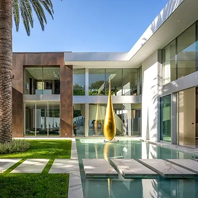 Modern garden outdoor pool display gold waterdrop statue stainless steel park sculpture factory supply