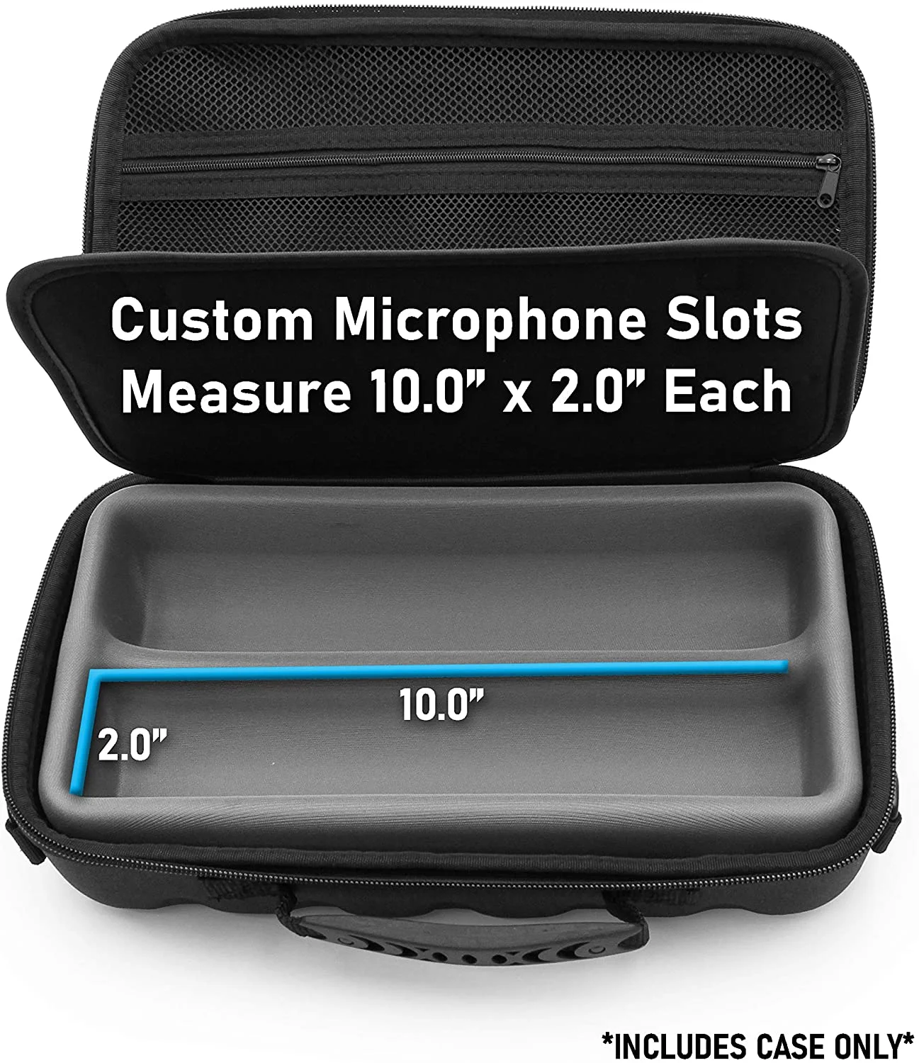 Fumao Two Wireless Microphone Case Compatible with Wireless Mic System Handheld Microphones Sennhesier, Shure and More, Mic Bag