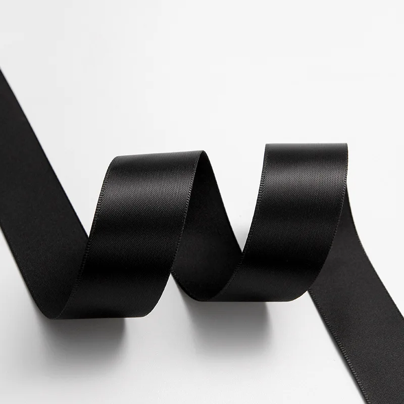 Wholesale White/black Printed Satin Fabric 100pieces Per Bag Ribbons Color Single/double Face Plain 100% Polyester Silk Elastic