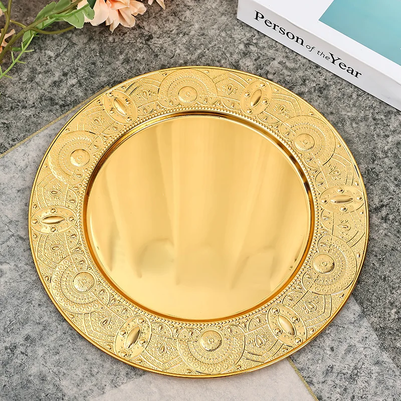Eastern Style Metal Luxury Decorative Plate Snack Cake Dessert Tray Arab Charger Plate home restaurant dessert plate fruit dish