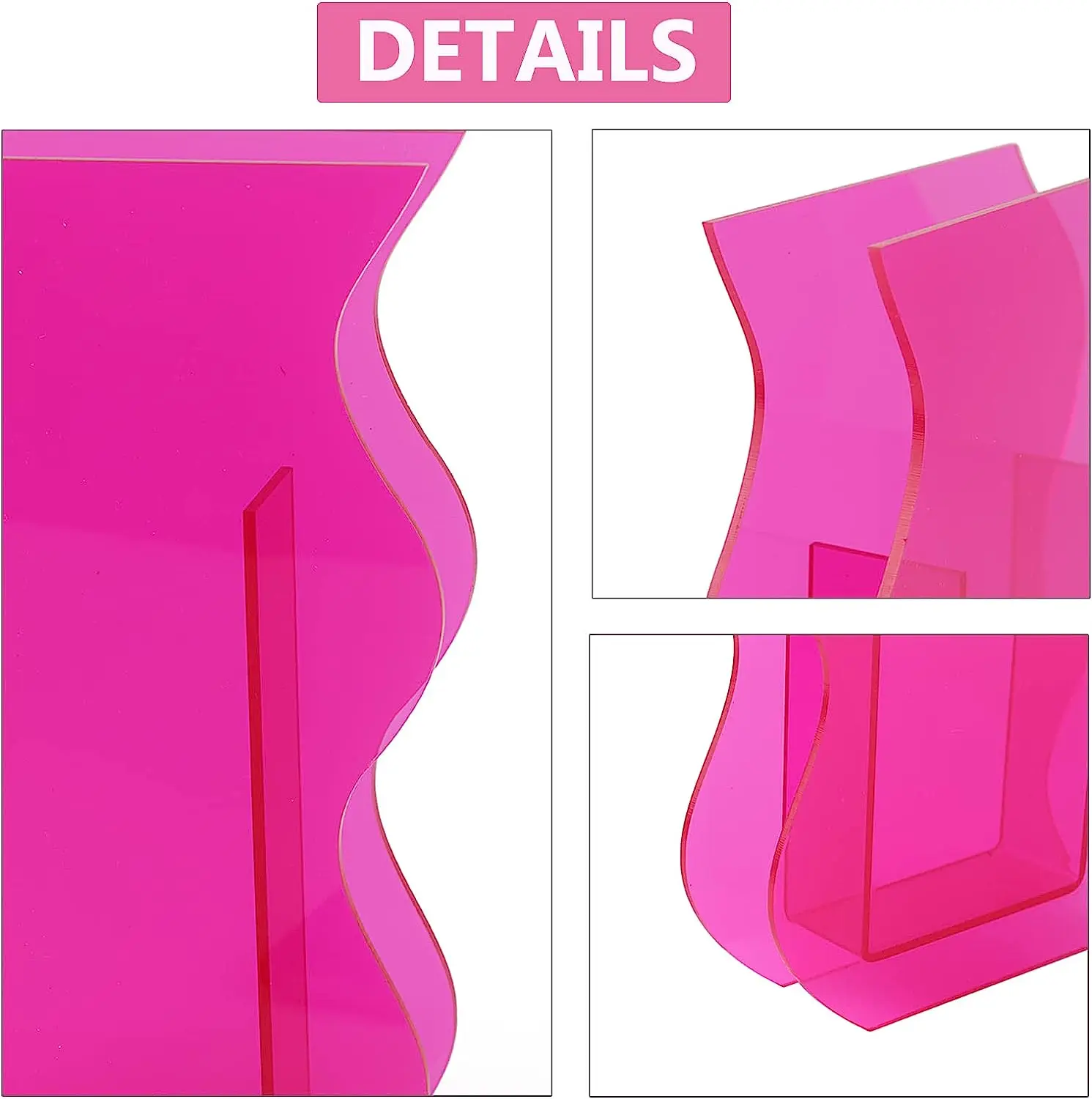 Acrylic Vase For Aesthetic Room Decoration Use Irregular Curved Wave Acrylic Decorative Vase Bedroom Living Room Table Pink Vase
