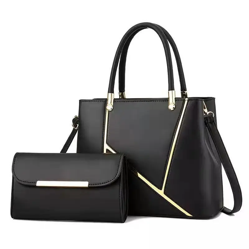 Trending Pu Leather Lady Hand Bags Women 2 Pieces Handbags Sets