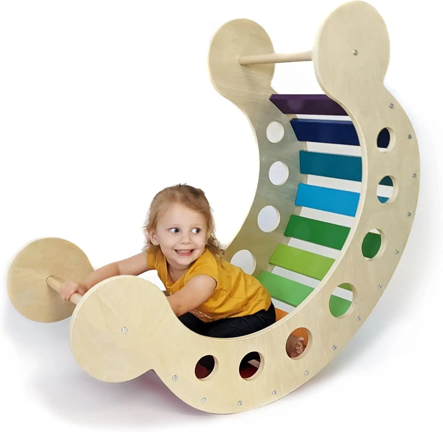 Newly Designed Wooden Rainbow Triangle Arch Climbing Frame Children Montessori Inspired Indoor (Living Room) Outdoor (Bedroom)