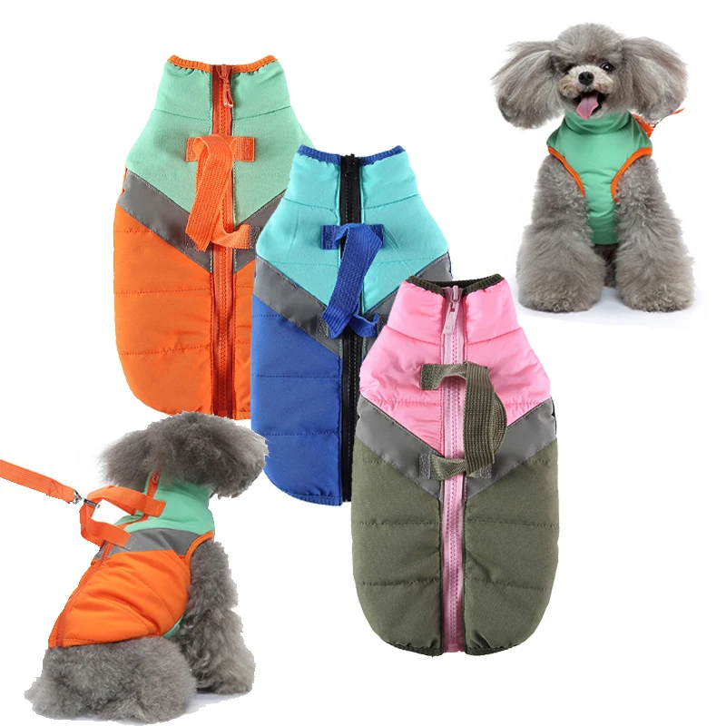 Small Dog Winter Jacket with Waterproof Harness Warm Pet Clothing made of Polyester Cotton for Spring Season Available XXL XL XS