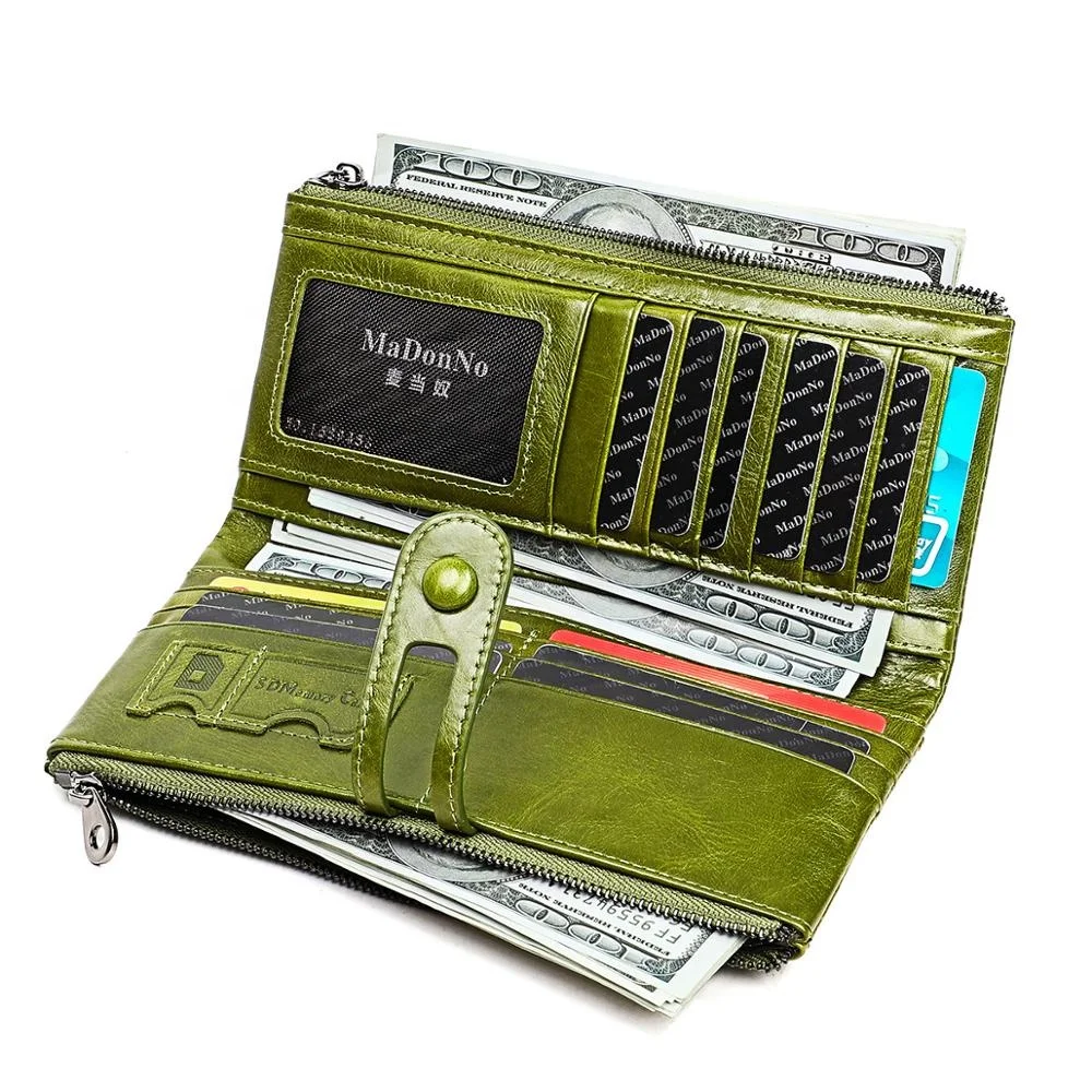 China Factory Custom women long wallet genuine leather ladies fashionable 2020 new clutch purse bag leather RFID