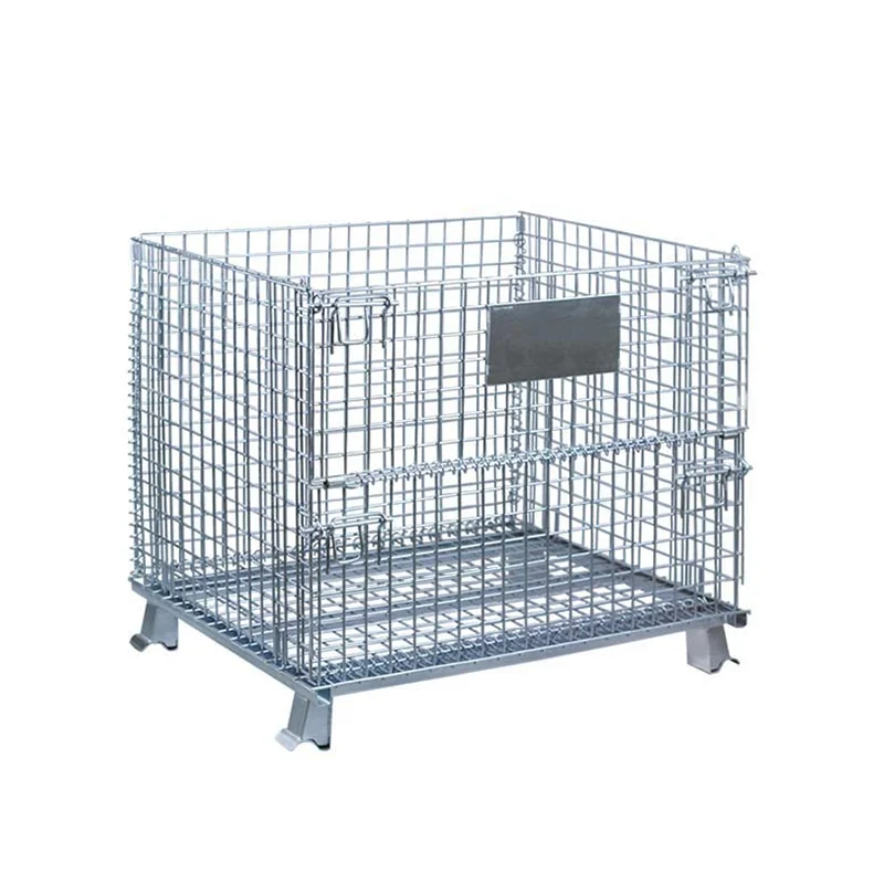 Wholesale supermarket warehouse stackable folding welded storage steel cage bins for easy handing