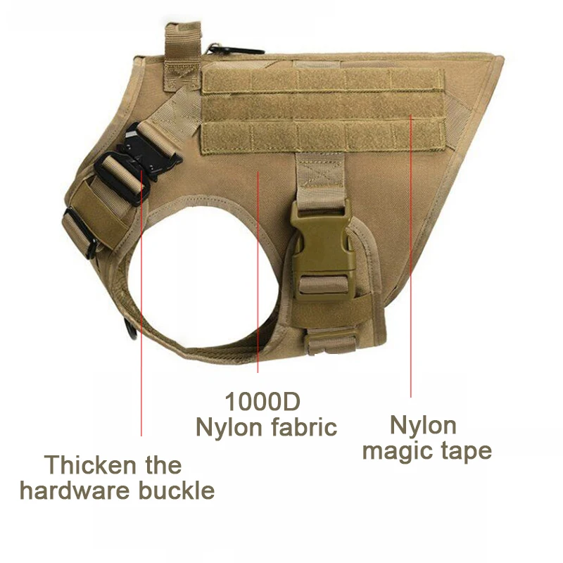 Tactical Dog Harness And Leash Set Metal Buckle Big Dog Vest K9 German Shepherd Durable Pet Harness For Large Dogs Training