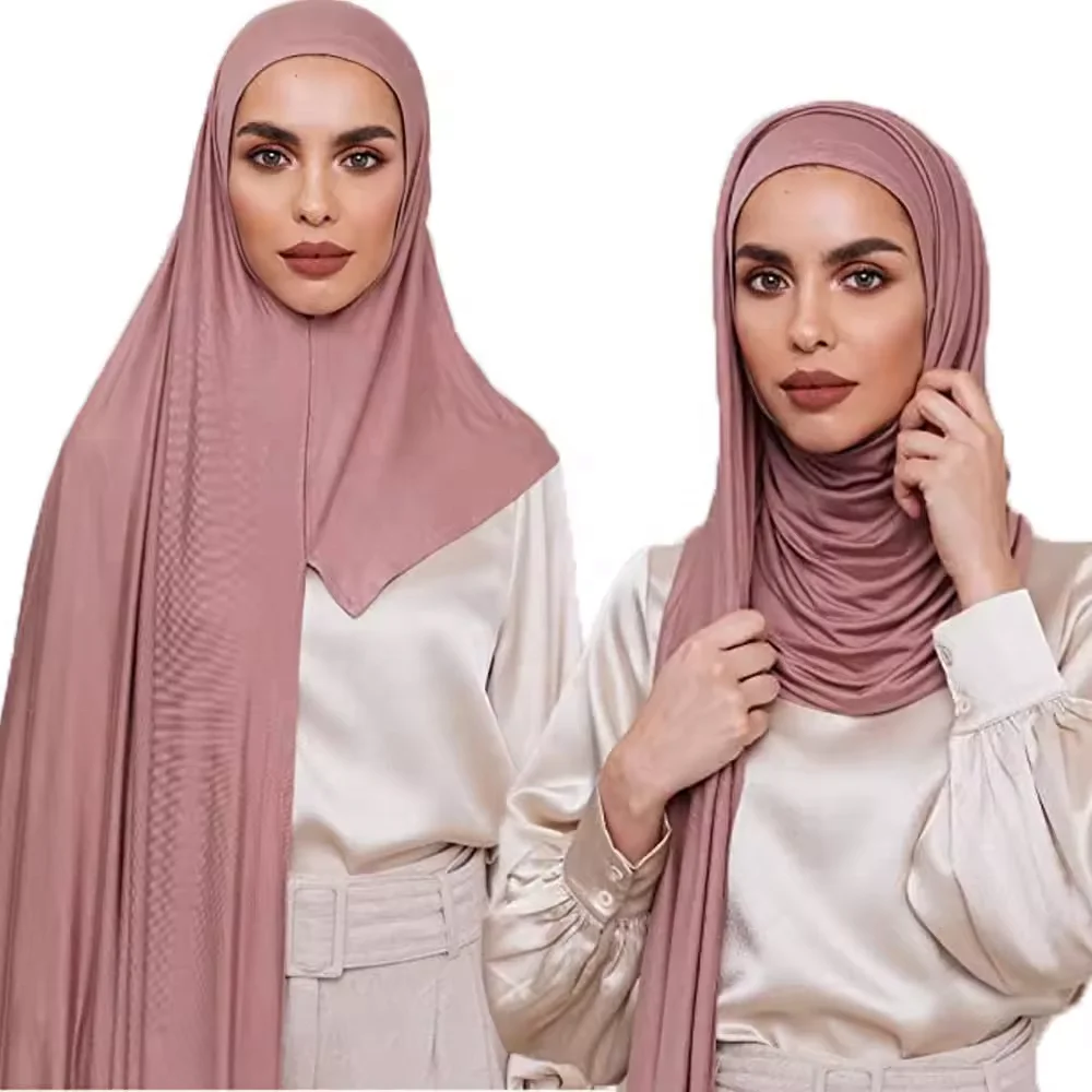 custom fashion one loop instant cotton jersey hijab ready to wear scarf shawls premium stretchy jersey scarf instant hijab