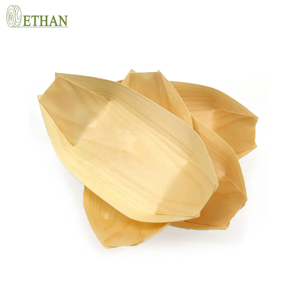 Factory Direct Wholesale Disposable Green Wooden Sushi Boat Tray