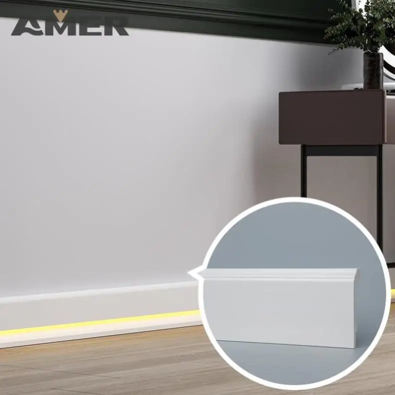 Rongke OEM white Ps Skirting Baseboard Eps Molding Polystyrene Material Lmolding As Decoration Material