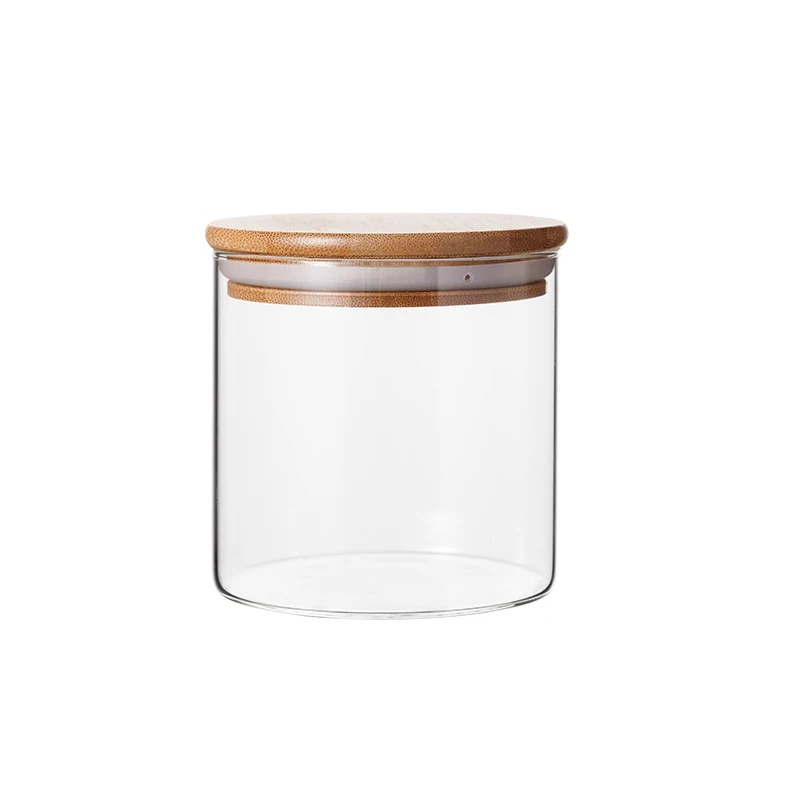 Hot Sell Clear Airtight Glass Storage Jar With Bamboo Bamboo Lid And Clamp Airtight Food Jar For Pantry Glass Bottle Packaging