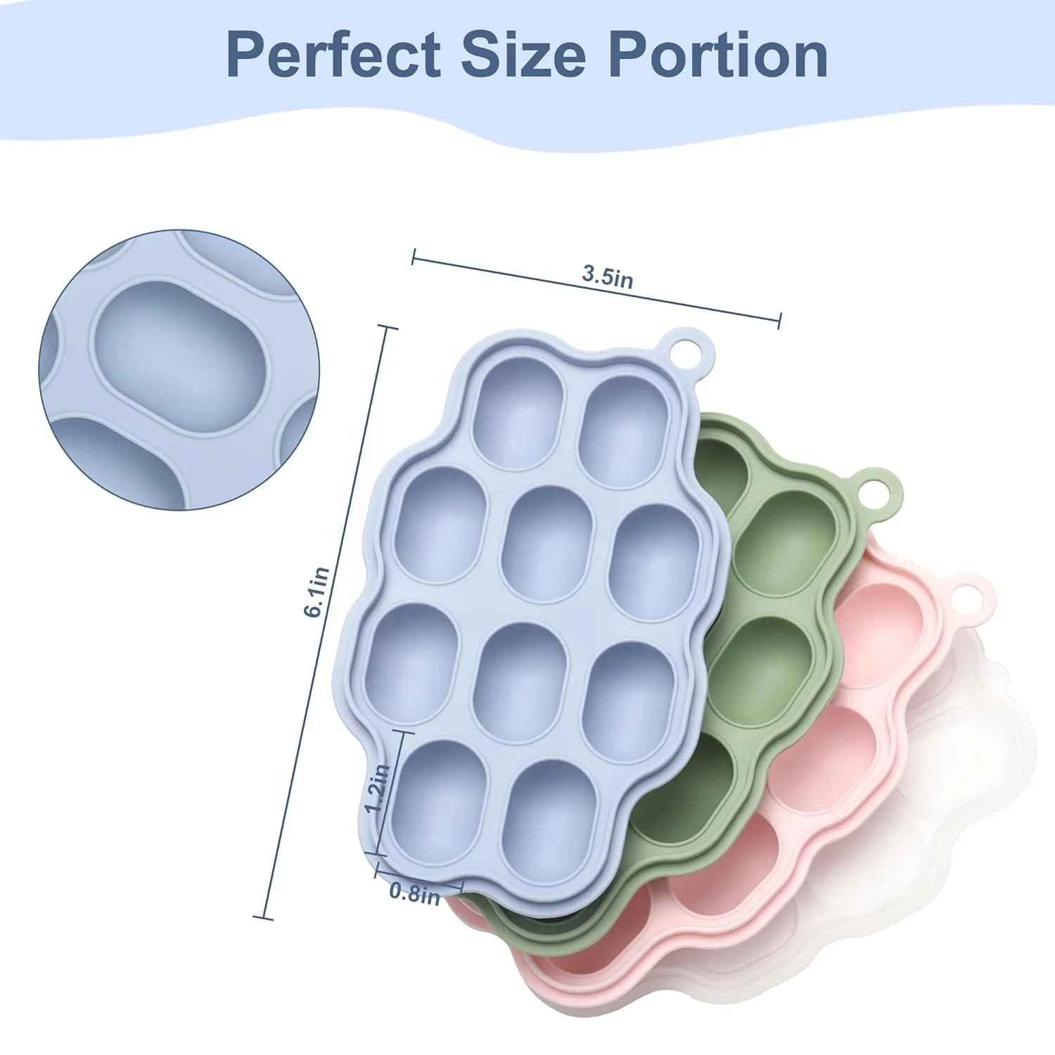 Bpa Free Silicone 10 Holes Baby Food Storage Container Ice Tray Food Freezer Silicone Ice Cube Tray Breastmilk Popsicle Mold