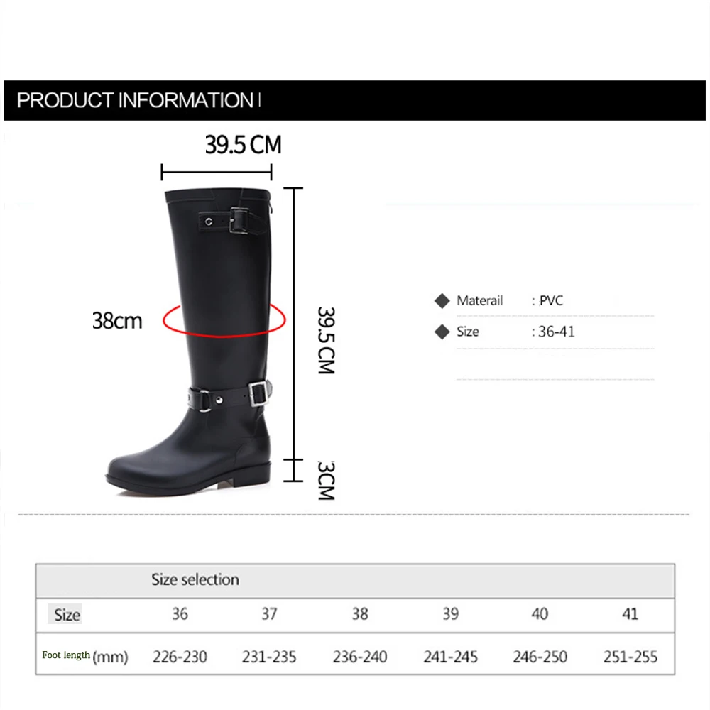 Western Lady Woman Horse Riding Boots Shoes Genuine Leather ladies slip on antiskid rain boots